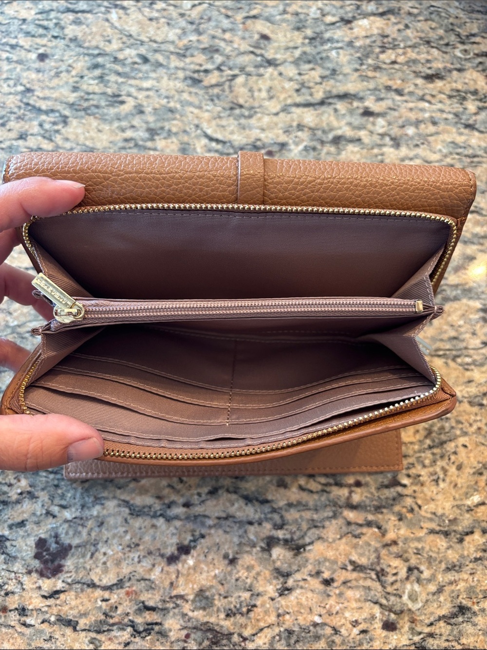 Pebbled Tan Leather Buckle-Accent Wallet - Picture 6 of 8